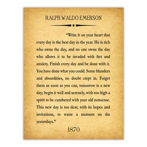 Ralph Waldo Emerson Quote Print: Literary Art, Inspirational Wall Decor Vintage