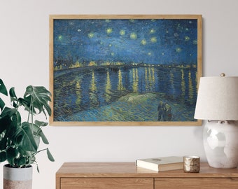 Starry Night Over The Rhone" - Van Gogh's Masterpiece Illuminating Your Space: Large Wall Art for Starry Night Lovers