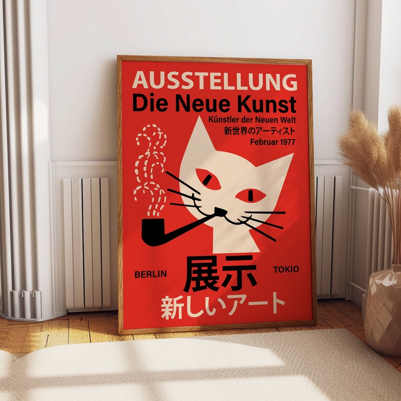 Discover the Fusion: The New Art Berlin Tokyo German Japanese Exhibition Poster Striking design and vibrant colors image 1