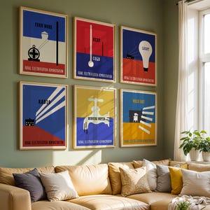 Lester Beall Posters for Rural Electrification Administration Set of 6 Prints - Poster, Framed Print