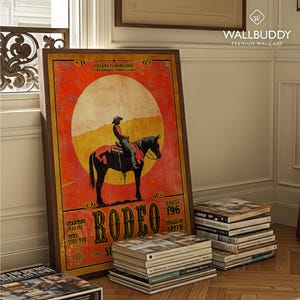 Poconos Rodeos Vintage 1966 Pocono Rodeo Poster – Cowboy Silhouette Western Wall Art ...