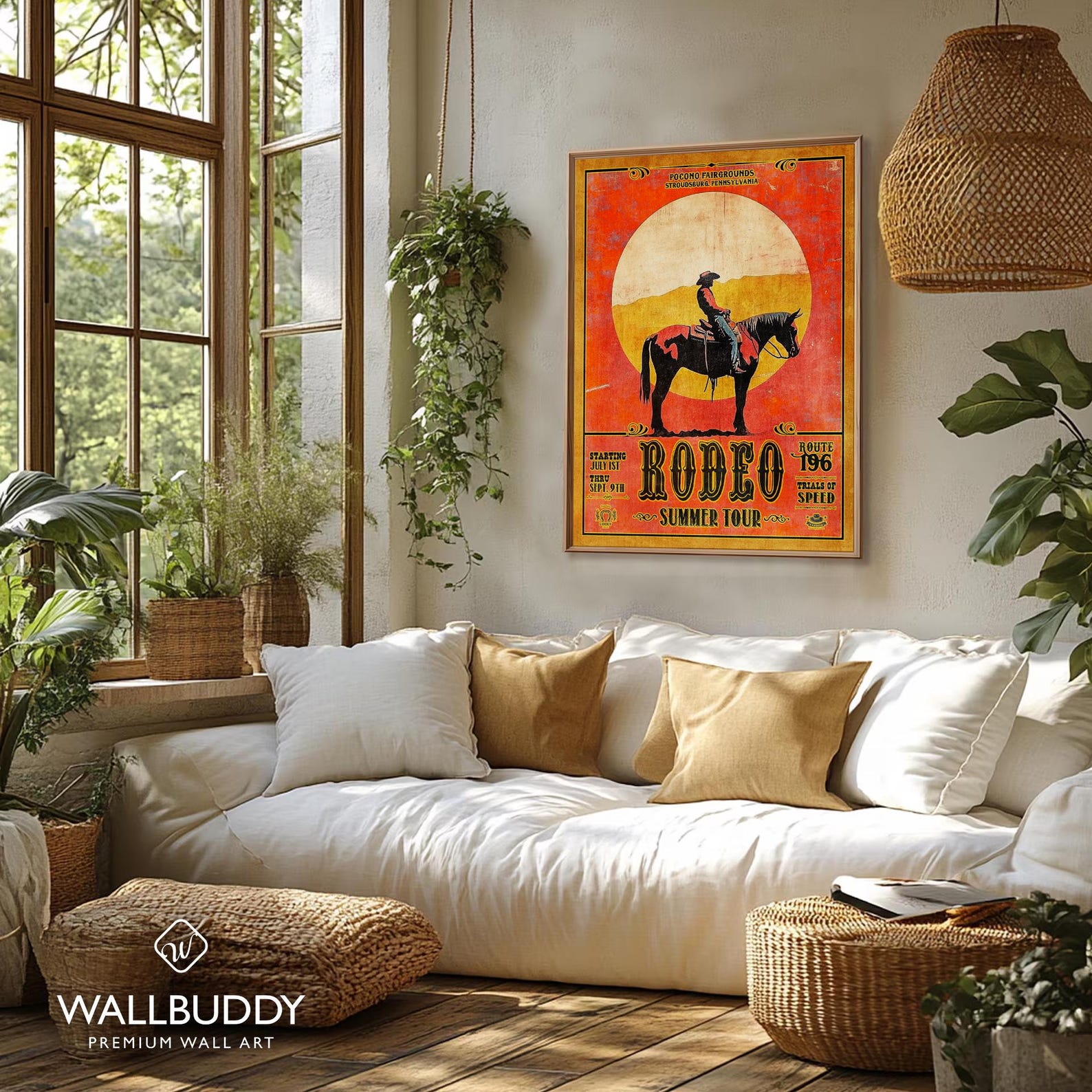 Poconos Rodeos Vintage 1966 Pocono Rodeo Poster – Cowboy Silhouette Western Wall Art ...