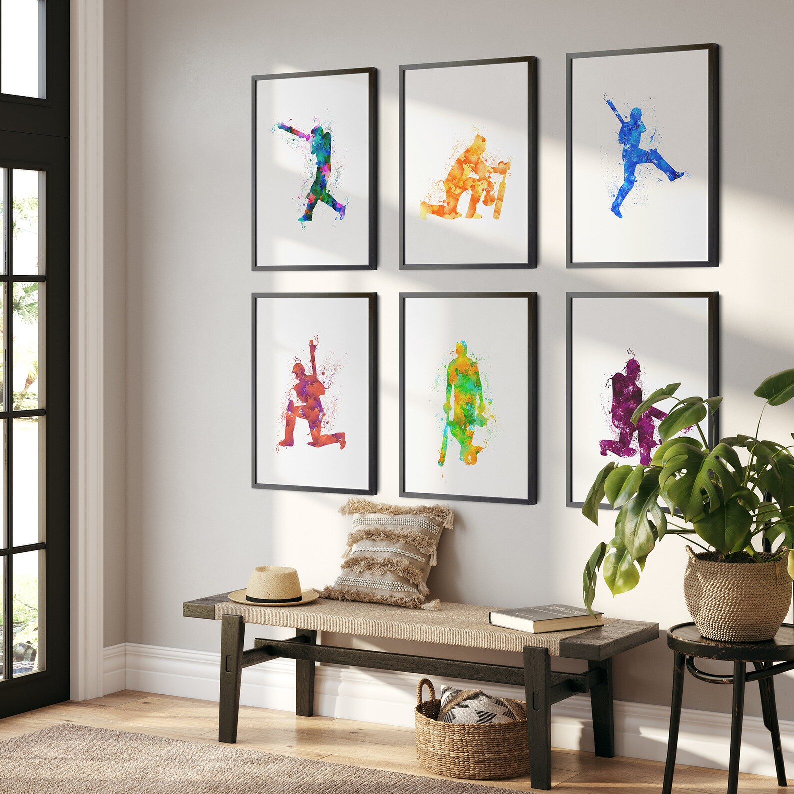 Cricket Posters Cricket Wall Art Set of 6 Modern Cricket Etsy