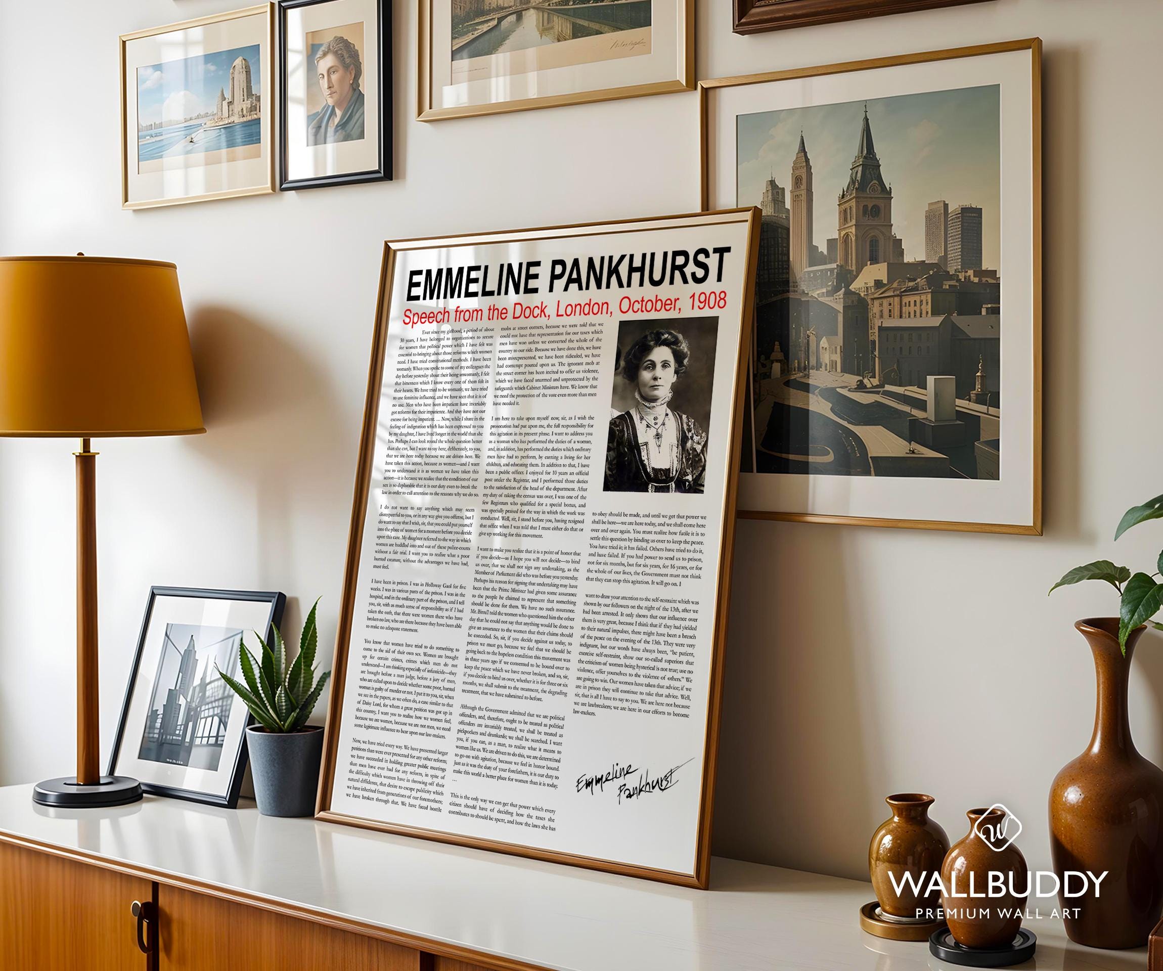 Emmeline Pankhurst Suffragette Speech Poster: Feminist Rights Art Print ...