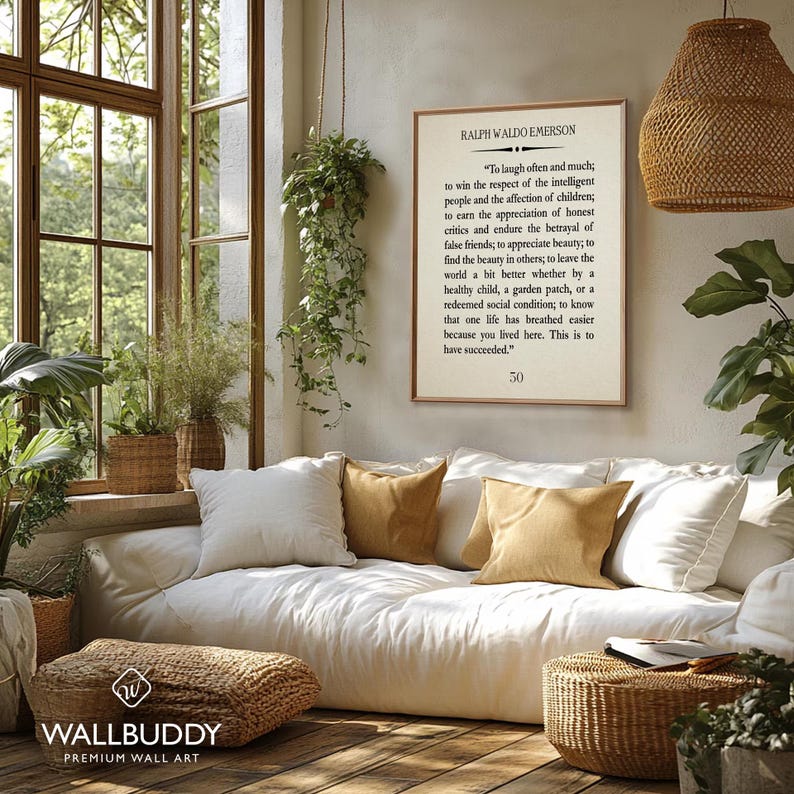 Ralph Waldo Emerson Zitat Print: Oft und viel lachen - Wandkunst Bild 2