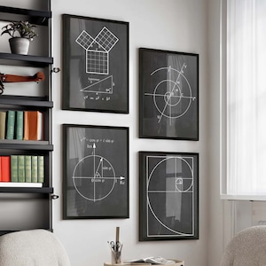 Fibonacci-Formel Mathe Patent Poster 4er Set: Inspirieren Sie Mathe-Studenten mit atemberaubender lernfähiger Kunst, perfekte Wanddekoration für das Klassenzimmer - WB210