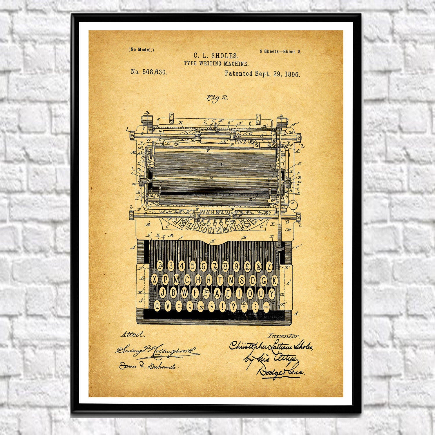 Vintage Typewriter Patent Print Portable Typewriter Typewriter Poster