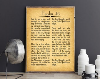 Psalm 46 Print Psalm Decor Christian Poster