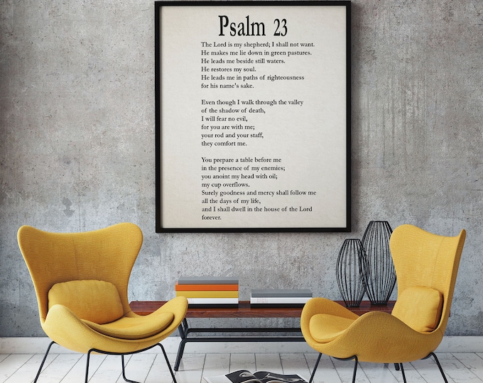 Psalm 23 Psalm 23 Print Psalm 23 Poster Bible Poster bible Print Bible Decor Bible Quote Psalm Quote Book of Psalms Bible Wall Art Christian