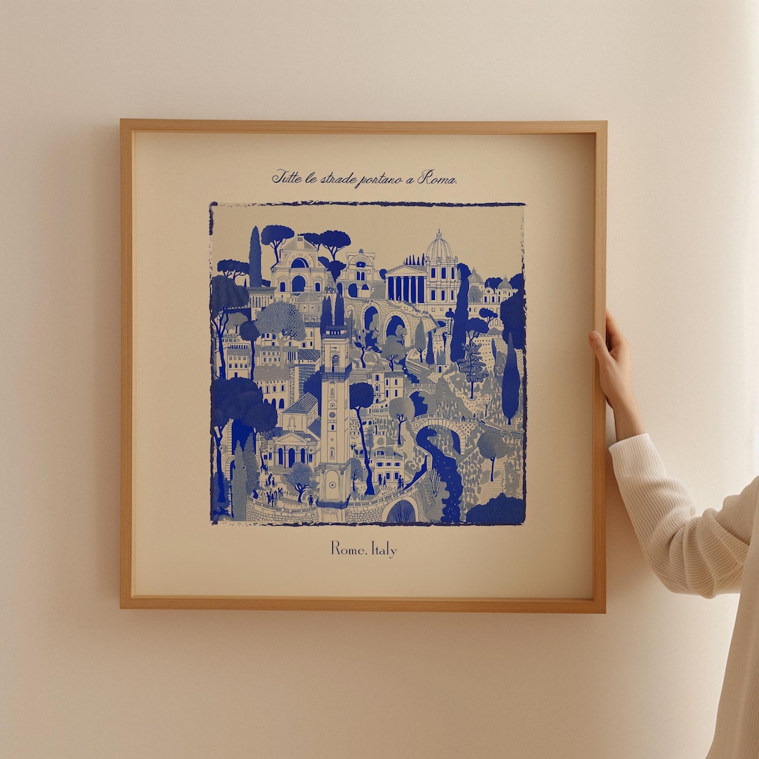 Blue Rome Architecture Print: Vintage Italian Cityscape Art - Etsy
