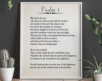 Psalm 1 Poster Psalm 1 Decor Psalm Print