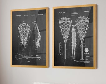 Lacrosse Innovation: Set of 2 Lacrosse Stick Patent Prints - Perfect LAX Decor and Gift Posters for Lacrosse Players and Coaches - WB292-293