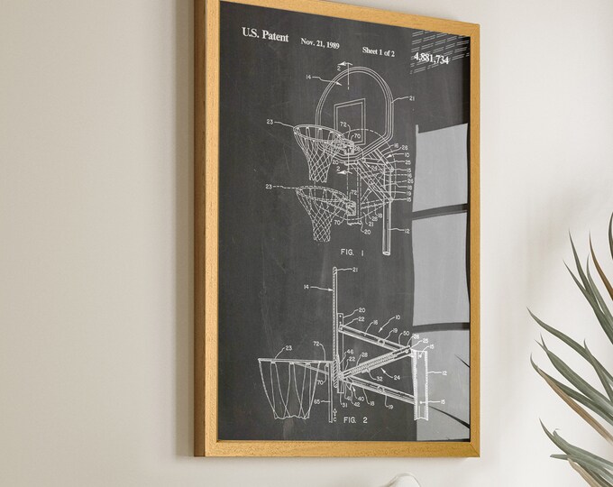 Slam Dunk Your Decor: Basketball Patent Poster - Ideal for Athletes - Large Sports Wall Art - Unique Gift - WB300