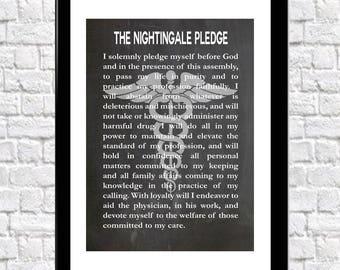 Nurse's Pledge Nurse graduation Gift Florence Nightingale Pledge Modern version