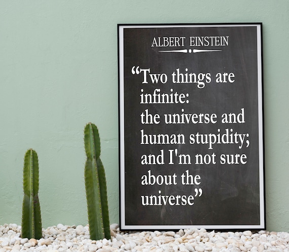 Einstein Funny Quote Universe Quote Human Stupidity Quote Etsy