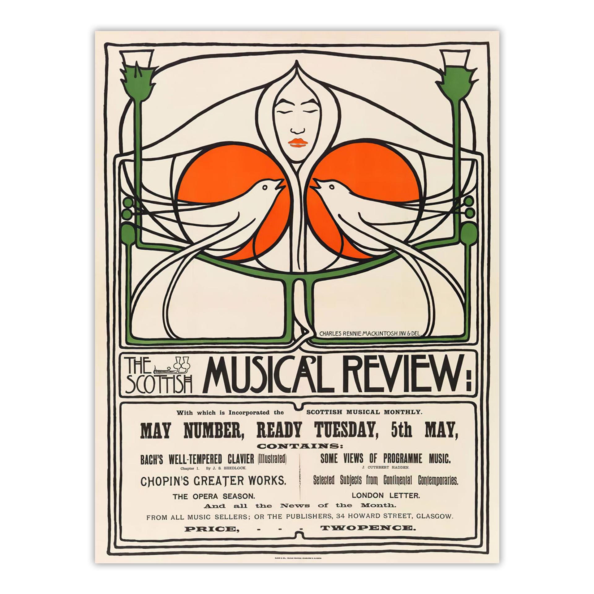 Charles Rennie Mackintosh Scottish Art Nouveau Poster: Glasgow