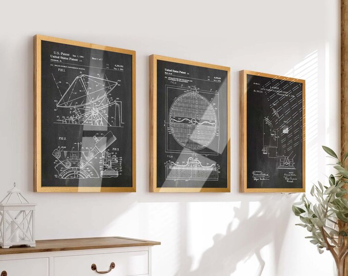 Innovative Engineering and Climate Change Art: Inspire Your Space with Technology Patent Posters - Ideal for Office & Home Decor - WB604-606