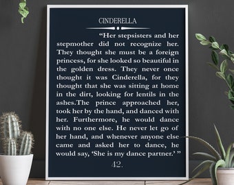 Cinderella Book Wall Art Cinderella Quote Cinderella Art Literary Quote Literature Art Large Book Wall Art (sizes up to 50x70)