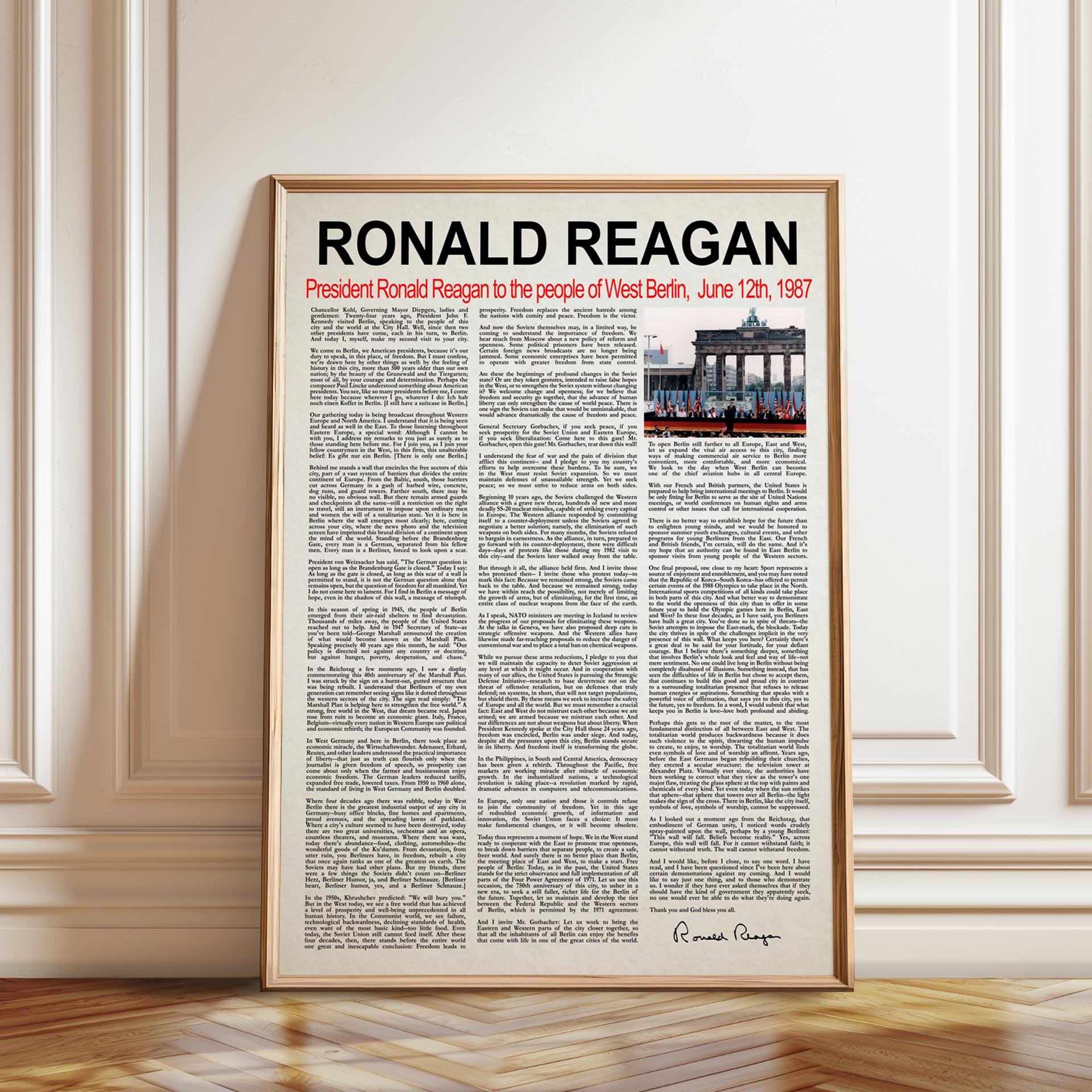 Ronald Reagan "Tear Down This Wall" Speech Poster: Cold War History