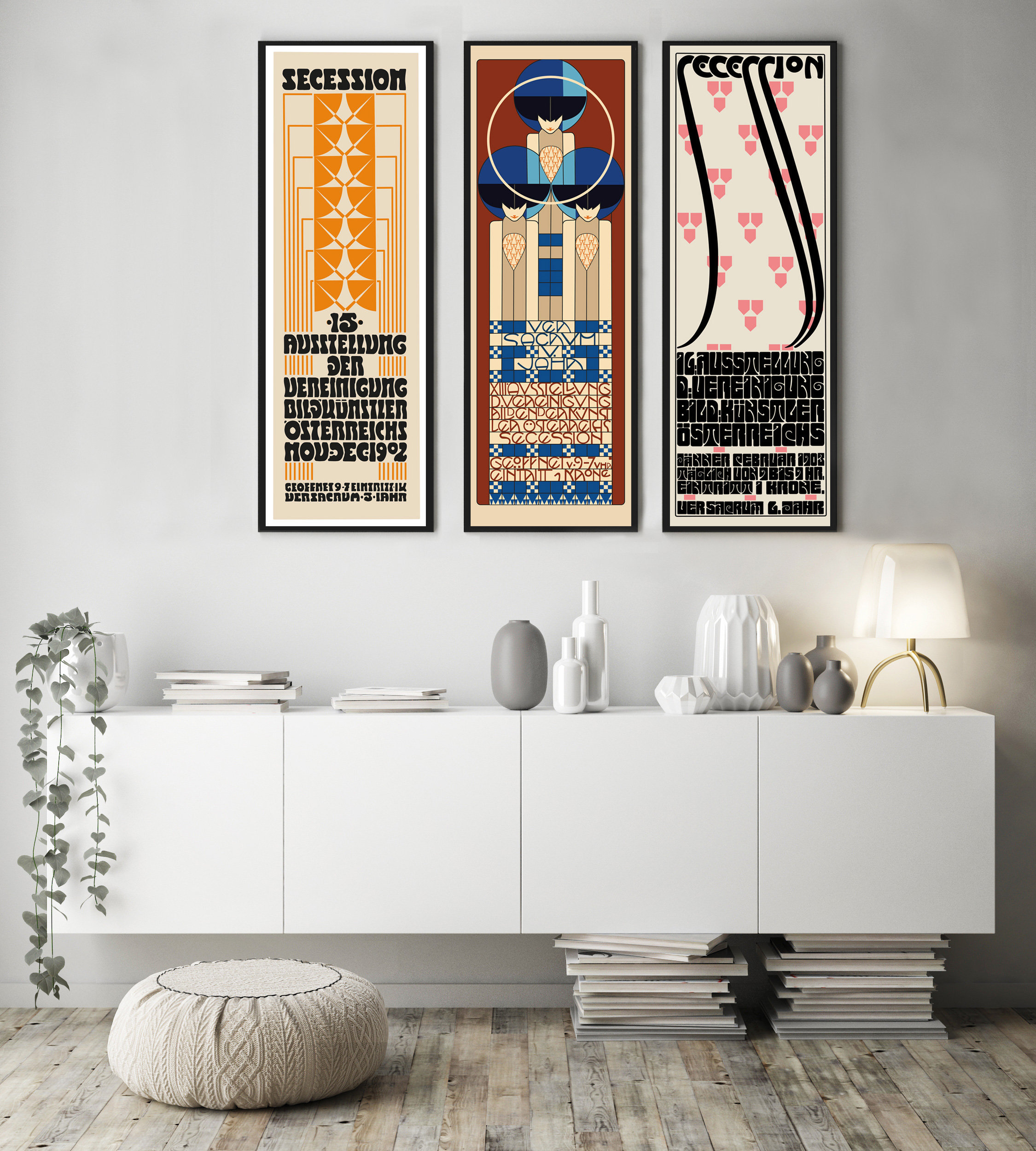 Art Nouveau Vienna Secession Exhibition Posters Set of 3