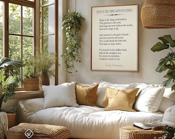 Hope Is The Thing With Feathers by Emily Dickinson Poem Emily Dickinson Quote Poem Poster Prints Poetry - Poster, Framed, and Canvas Print