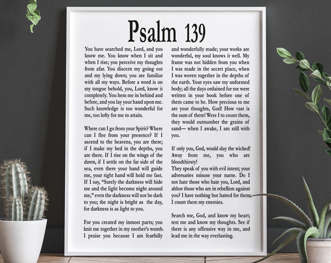 Psalm 139 Print Psalm Gift Biblical Wall Art