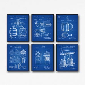 Beer Lover Gift Beer Gift Set of 6 Beer Patent Posters Home Brewing Gift Brewing Decor Craft Beer Gift WB133 image 5