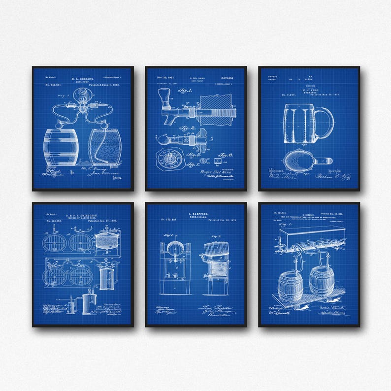 Beer Lover Gift Beer Gift Set of 6 Beer Patent Posters Home Brewing Gift Brewing Decor Craft Beer Gift WB133 image 5