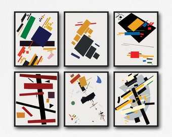 Abstract Modern Posters by Kazimir Malevich Art Set of 6