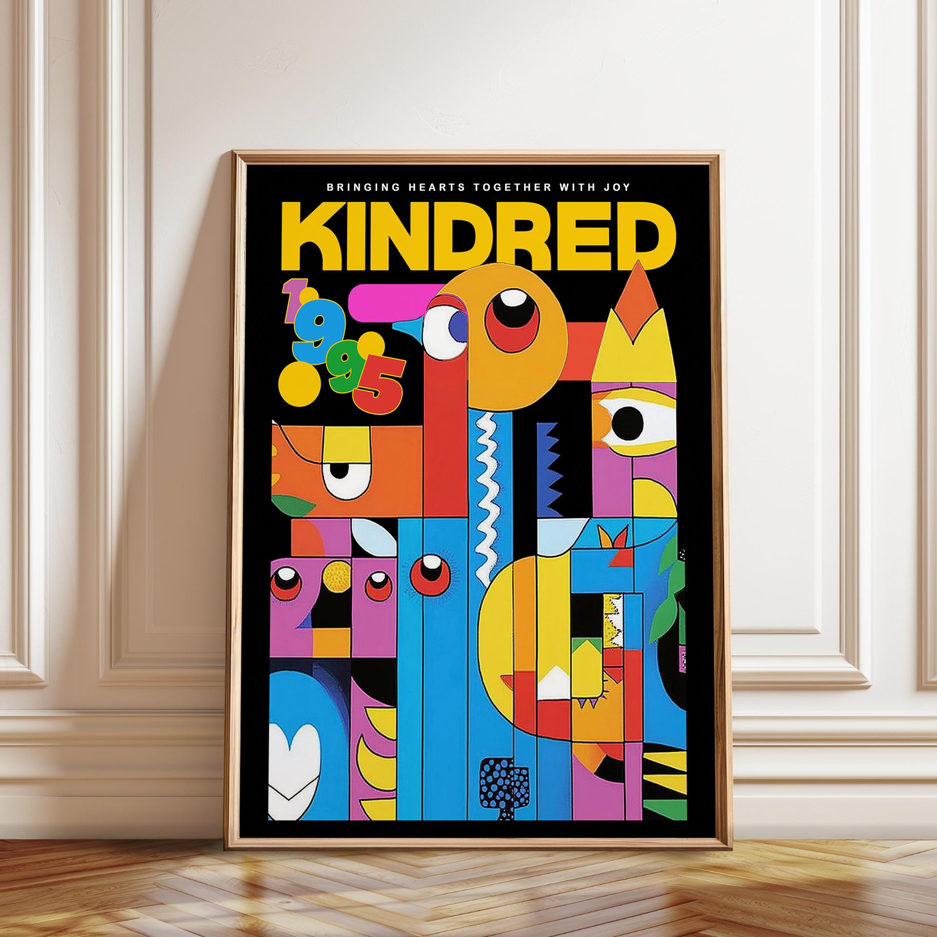 Kindred アブストラクト ジオメトリック ポスター、1995 年 レトロ