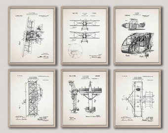 Airplane Poster Airplane Blueprints Set of 6 Airplane Decor Gift For Pilot Airplane Prints Airplane Wall Art Airplane Pilot Gift WB312-WB317