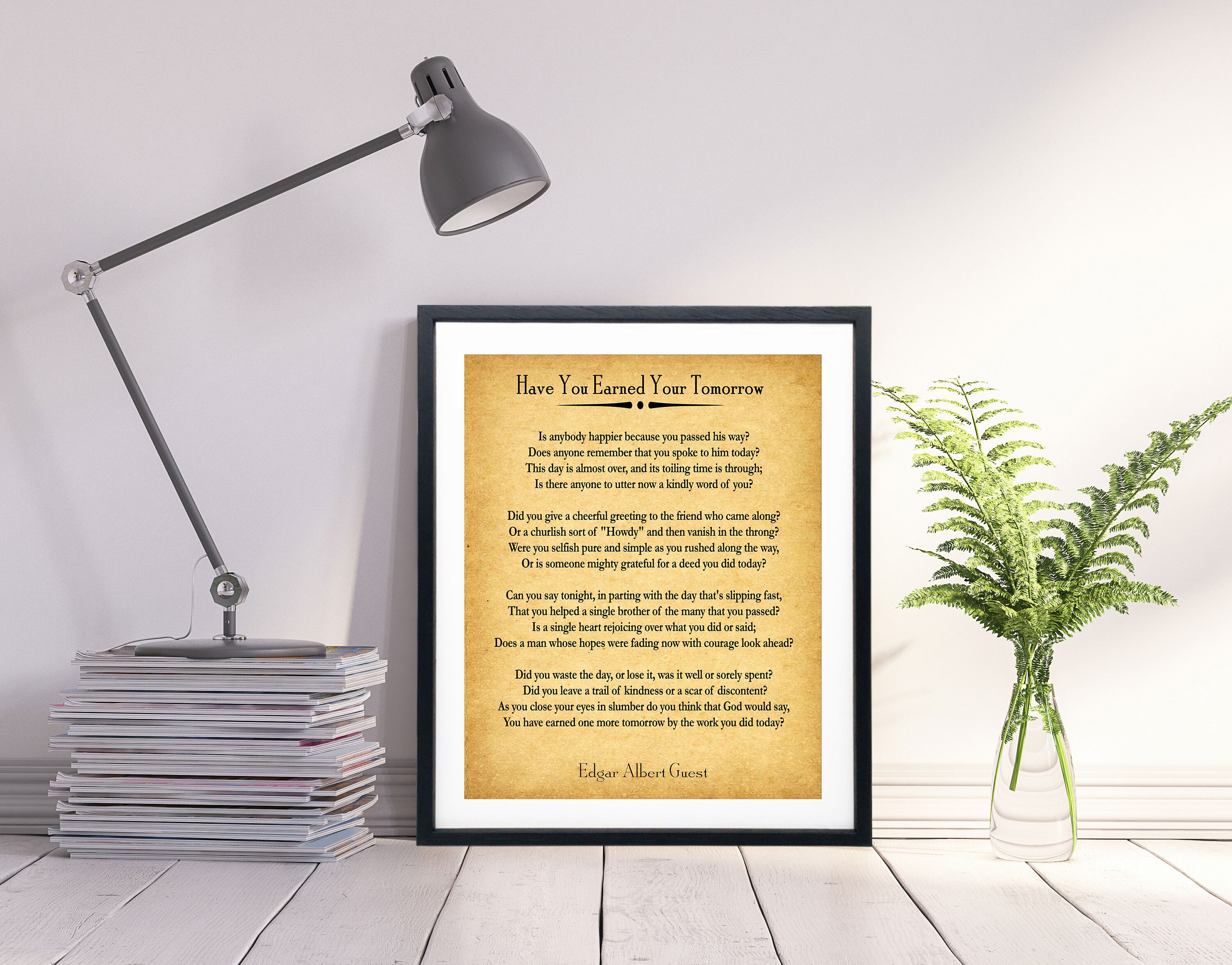 Earned You Tomorrow Poem By Edgar Guest Etsy 日本