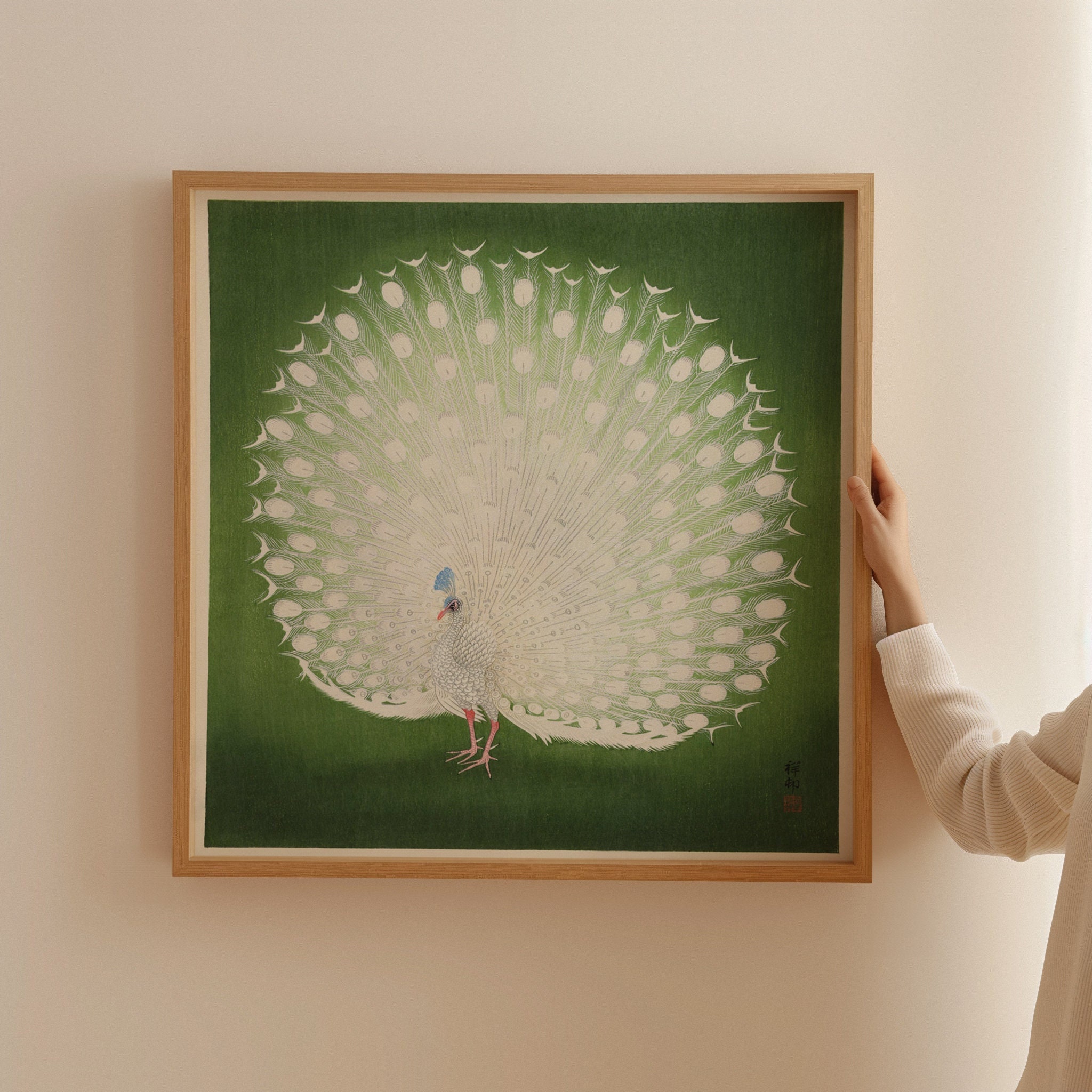 小原古邨の孔雀の版画：日本の木版複製 - Etsy 日本