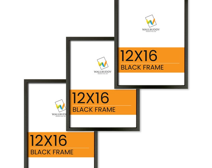 Set of 3 Thin Black Frames 12x16 Inches Handmade Black Wooden Frames with Thin Profile Elegant and Modern Frame For Contemporary Art