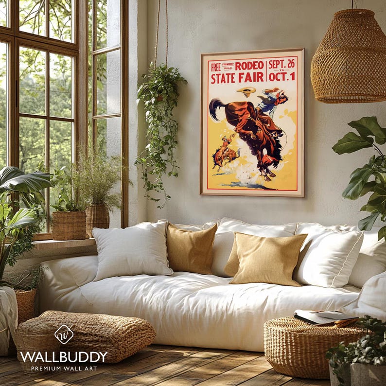 Vintage Rodeo Poster: Cowboy Wall Art, Western Decor image 2