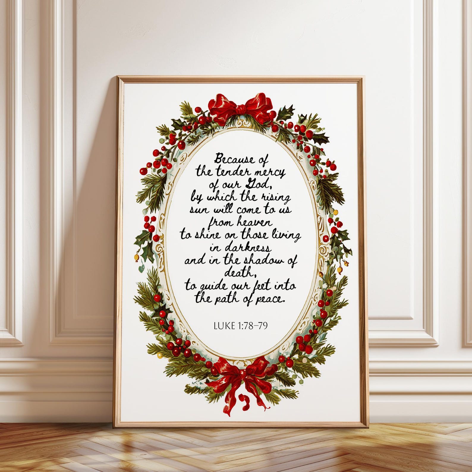 Luke 1 78–79 Bible Verse Art Print: Christmas Mercy and Peace Wall ...