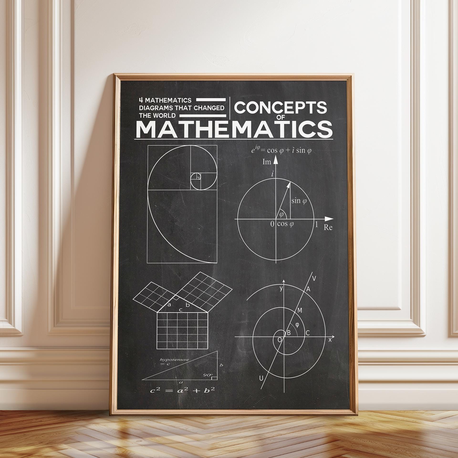 Vintage Style Math & Science Formula Education Poster – 12x18, Illustration, Rare 1218