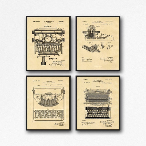 Writing Patent Blueprint Poster TYPEWRITER PRINT Writing Patent Blueprint Poster TYPEWRITER PRINT