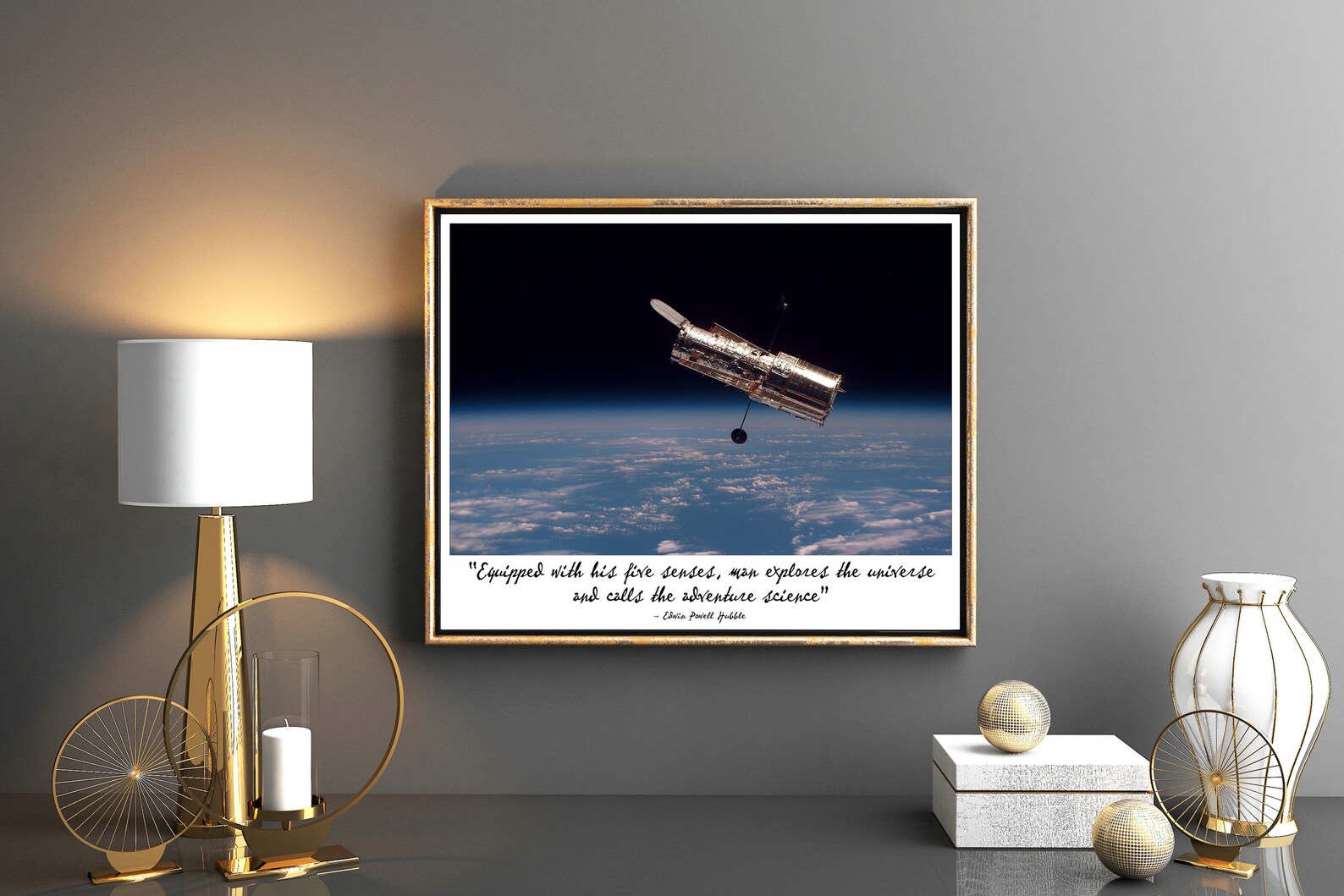 Hubble Telescope Space Poster and Quote by Edwin Hubble | Etsy