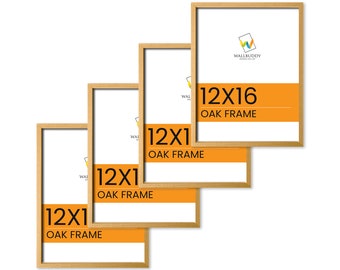Set of 4 Thin Wooden Oak Frame 12x16 inches Contemporary Oak Wood Thin Frame: Elegant and Minimalistic Wall Décor
