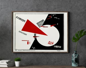 Beat The Whites With The Red Wedge Russian Propaganda Poster 1919 by El Lissitzky