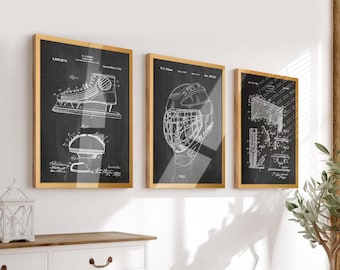 Hockey Legends: Set of 3 Ice Hockey Patent Posters - Perfect Wall Art for Hockey Fans and Sports Enthusiasts - WB276-278-280