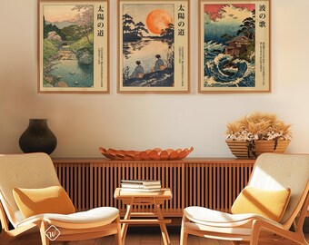 Japanese Sunset Wall Art Set of 3: Ueno Tokyo Nature Prints - Etsy