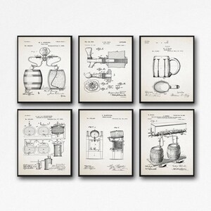 Beer Lover Gift Beer Gift Set of 6 Beer Patent Posters Home Brewing Gift Brewing Decor Craft Beer Gift WB133 image 4