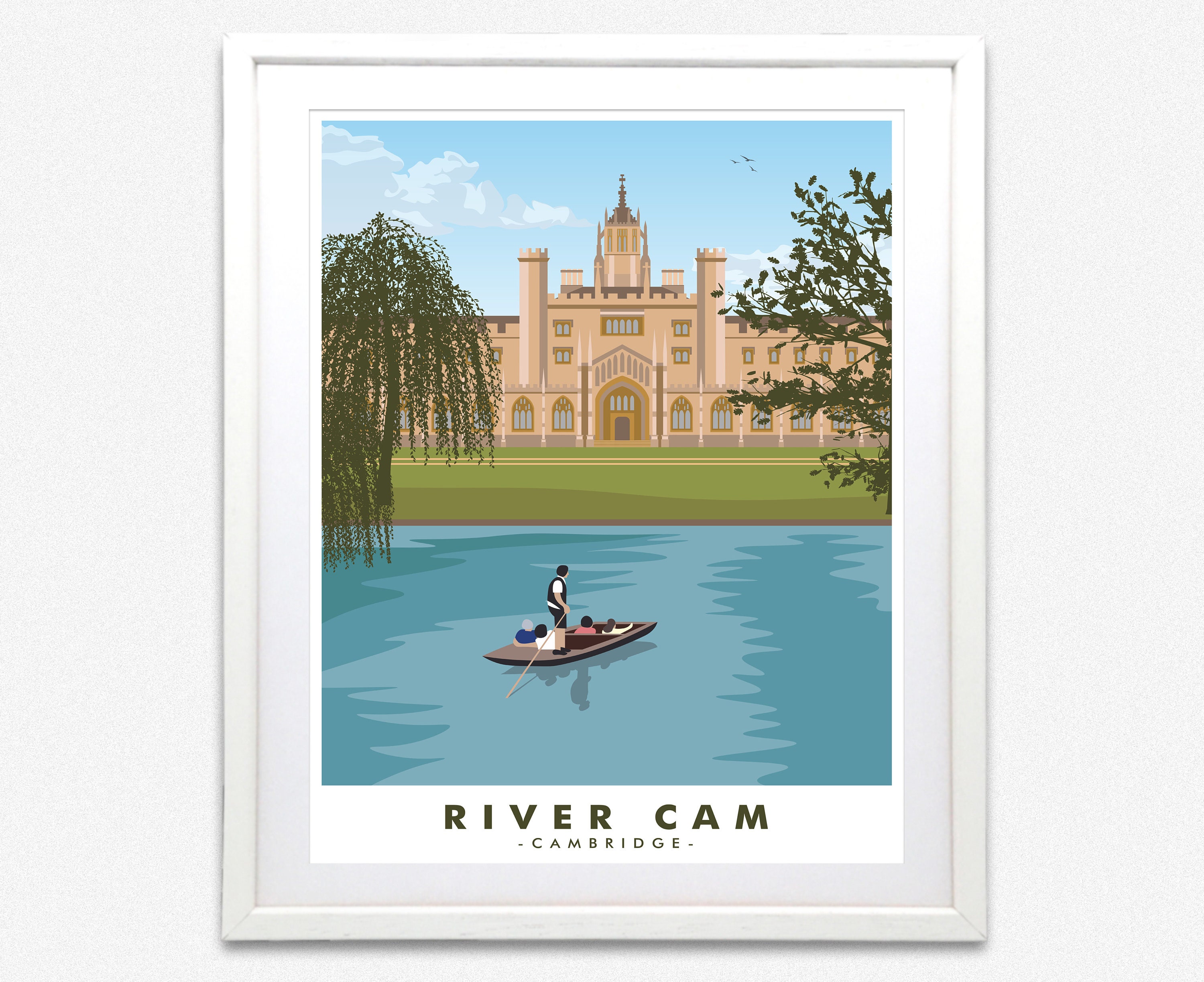 Cambridge Travel Poster Art Cambridge University Town Poster Etsy