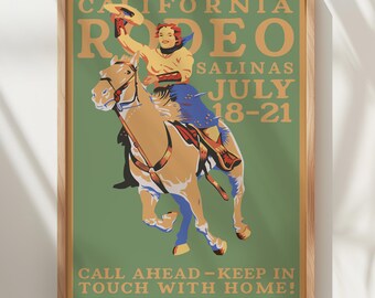 カリフォルニアロデオポスター：ヴィンテージカウボーイ装飾