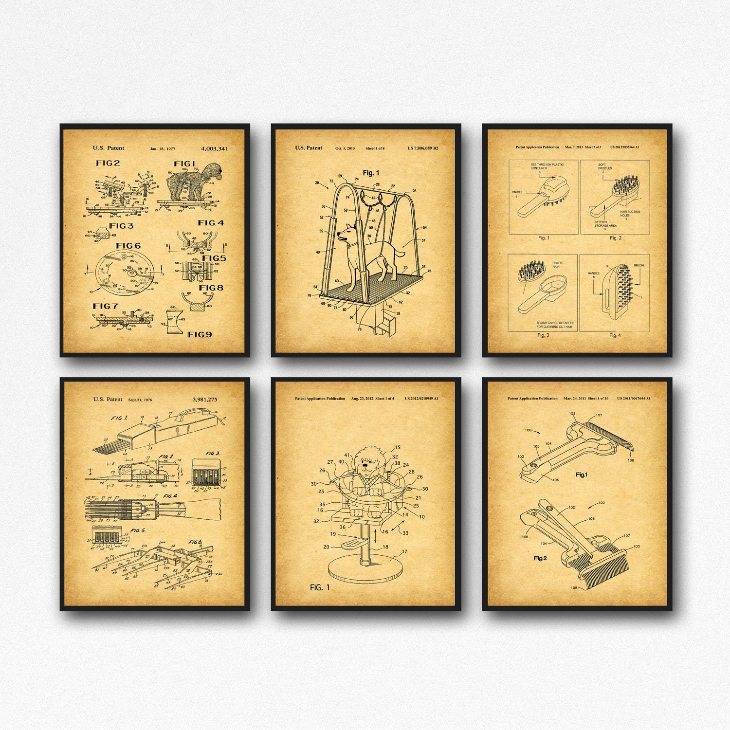 Dog Groomer Decor Set of 6 Dog Grooming Art Salon WB422-WB427