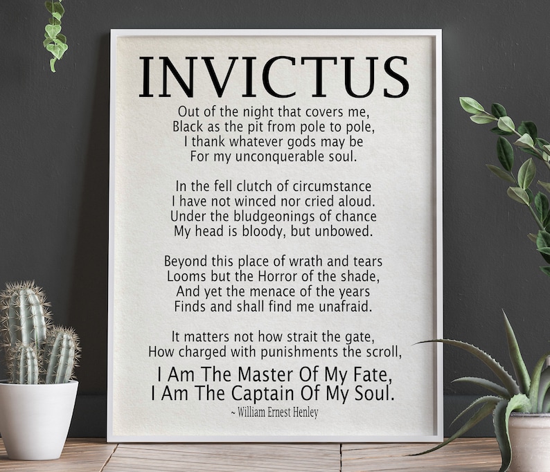 Invictus Poem Invictus Print Art Print by William Ernest Etsy