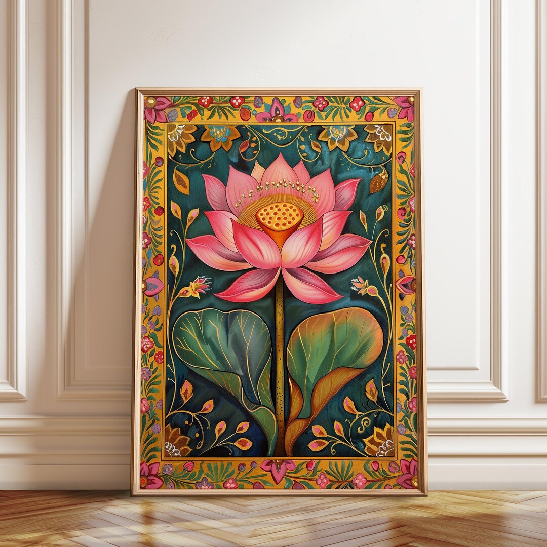 Lotus Flower Botanical Art Print | Vibrant Asian Floral Wall Decor ...