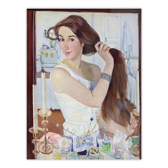 Zinaida Serebryakova Self Portrait Print: Art Nouveau, Feminine